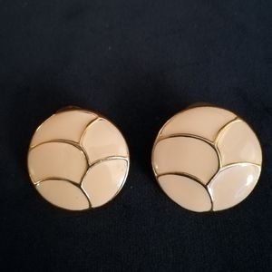 Vintage White & Gold Enabled Earrings